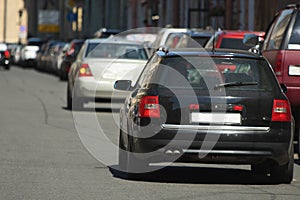 Car traffic on city streets