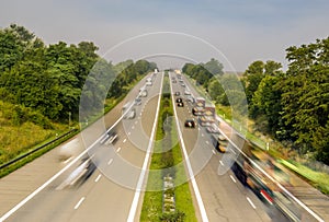 Car traffic on the highway in germany