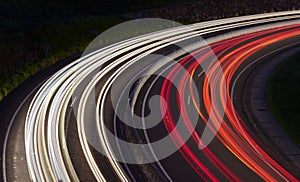 Car traffic at night in the city of Donostia San Sebastian, Euskadi