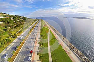 Car traffic on a typical dual carriageway.