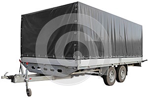 Car trailer with canvas awning