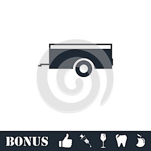 Car trailer icon flat