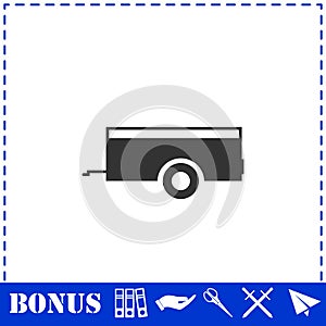 Car trailer icon flat