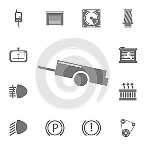 Car trailer Icon. Set of car repair icons. Signs of collection, simple icons for websites, web design, mobile app, info graphics