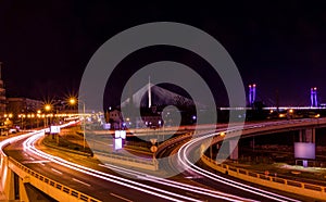 Car trails in Belgrade night shot