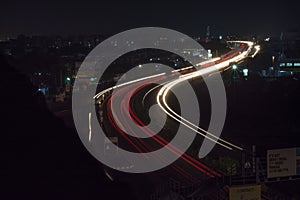 Car Trails captured from a Tall Building.