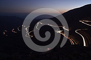 Car Trails in Jais Mountains, Jebel Jais, Ras Al Khaimah, United Arab Emirates