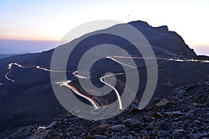 Car Trails in Jais Mountains, Jebel Jais, Ras Al Khaimah, United Arab Emirates