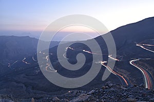 Car Trails in Jais Mountains, Jebel Jais, Ras Al Khaimah, United Arab Emirates