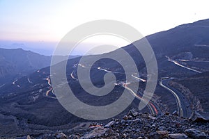 Car Trails in Jais Mountains, Jebel Jais, Ras Al Khaimah, United Arab Emirates