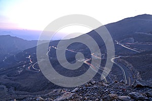 Car Trails in Jais Mountains, Jebel Jais, Ras Al Khaimah, United Arab Emirates