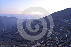 Car Trails in Jais Mountains, Jebel Jais, Ras Al Khaimah, United Arab Emirates