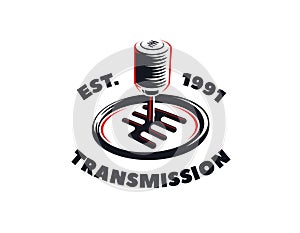 Car transmission service logo on white background.