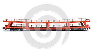 Car Transporter Railroad Wagon 3D rendering on white background