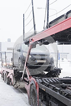 Car Transporter in winter time