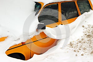 Car trapped under snow