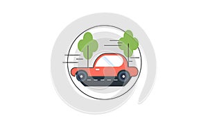 Car travel and public transportation icon vector