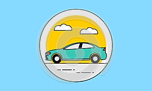 Car travel and public transportation icon vector