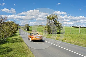 Car travelling on country road