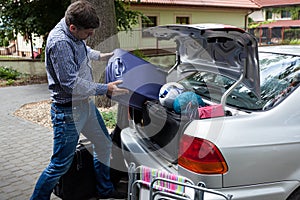 Car trunk full of luggage