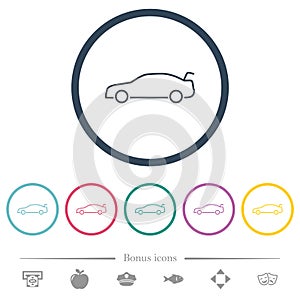 Car trunk open dashboard indicator flat color icons in round outlines photo