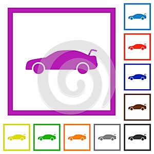 Car trunk open dashboard indicator flat framed icons photo