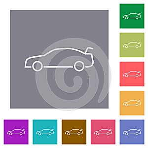 Car trunk open dashboard indicator square flat icons