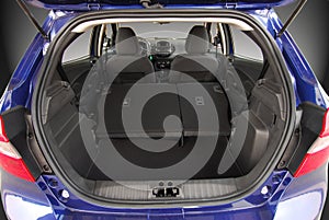 Car trunk with rear seats folded