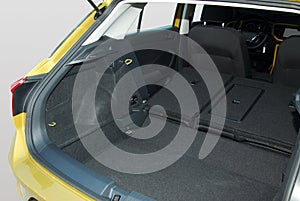 Car trunk with rear seats folded