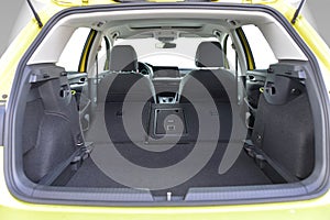 Car trunk with rear seats folded