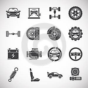 Car tuning related icons set on background for graphic and web design. Creative illustration concept symbol for web or