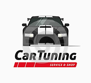 Car tuning shop vector banner, sticker, auto service centre logo