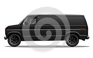 Car tunning. Matte black van. Detailed vector illustration.