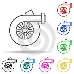 car turbo multi color style icon. Simple thin line, outline vector of cars service and repair parts icons for ui and ux, website