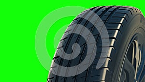 Car tyre summer wheel rotate motion isolate green