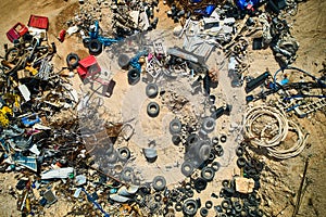 Car tyres and construction debris landfill