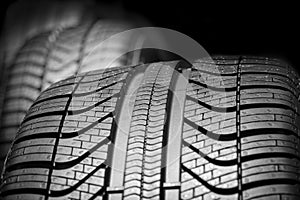 Car tyres profile close up
