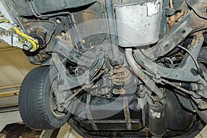 Car undercarriage close-up