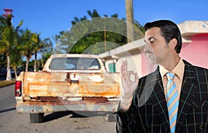 Car used salesperson selling old car as brand new photo