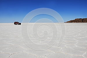 Car in uyuni desert in bolivia