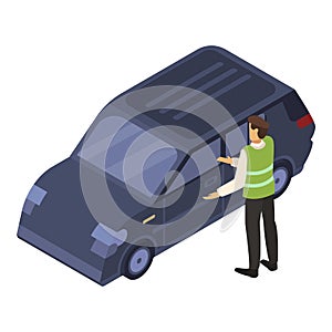 Car valet service icon, isometric style