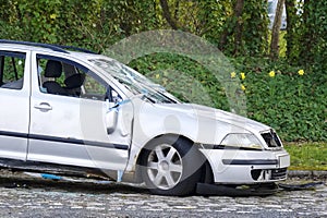 Car vandalised and abandoned in rural countryside