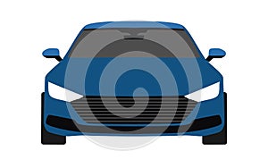 Car vector front view cyan color