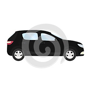 Car vector template on white background. Business hatchback isolated. black hatchback flat style. side view