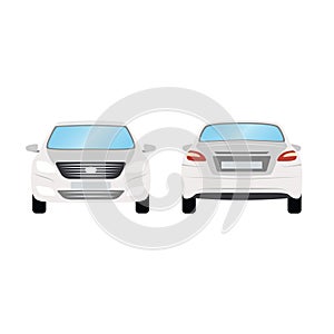 Car vector template on white background. Business sedan isolated. white sedan flat style. side back front view