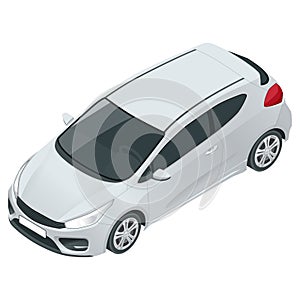 Car vector template on white background. Compact crossover, CUV, 3-door station wagon car. Template isolated. View