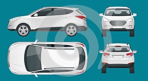 Car vector template on white background. Compact crossover, CUV, 5-door station wagon car. Template vector isolated