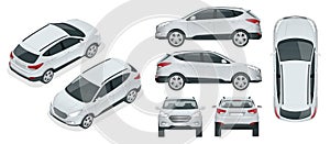 Car vector template on white background. Compact crossover, CUV, 5-door station wagon car. Template vector isolated