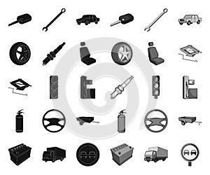 Car, vehicle black.mono icons in set collection for design. Car and equipment vector symbol stock web illustration.