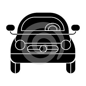 Car vehicle front view icon, vector illustration, black sign on isolated background
